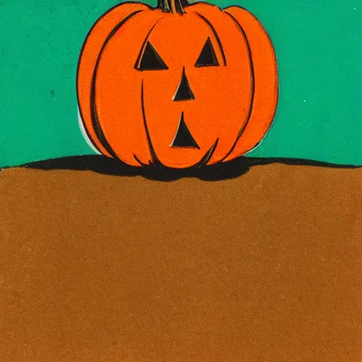 Image similar to a vintage risograph of a pumpkin