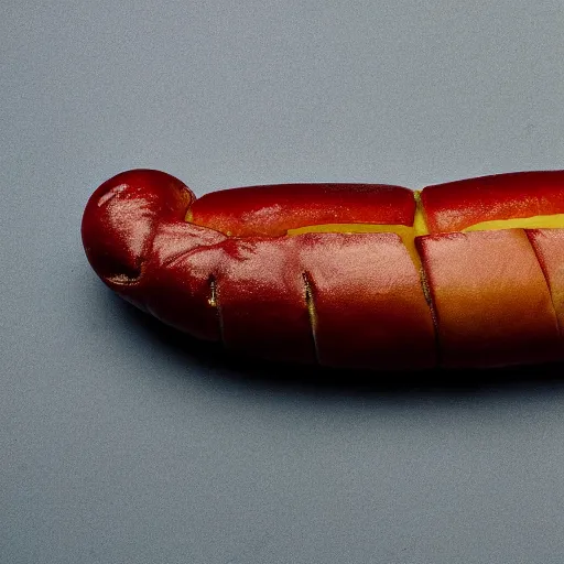 Image similar to a hotdog shaped as a caterpillar