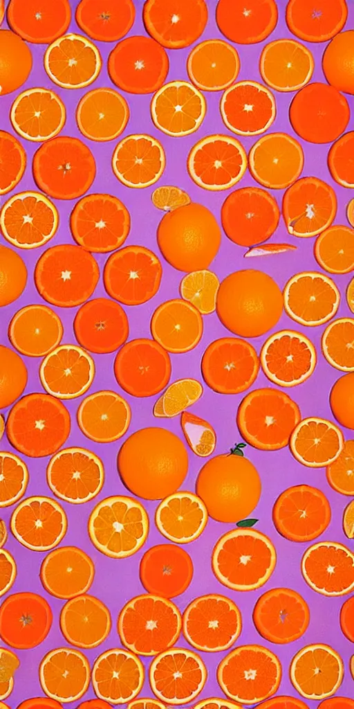 Image similar to campari and oranges organized in a seamless repeating pattern of campari and oranges, colourful, symmetrical, repeating 3 5 mm photography, in the style of toiletpaper magazine, surreal, high detail, photograph by slim aarons, wes anderson,