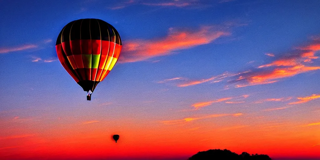 Image similar to hot air balloon, sunset, cartoon