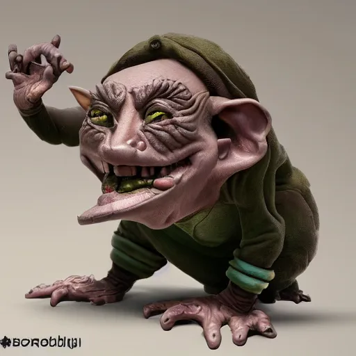 Prompt: a sneaky suspicious dribbling goblin, in the style of boris valejo, fantasy, hyperrealistic, detailed, octane render