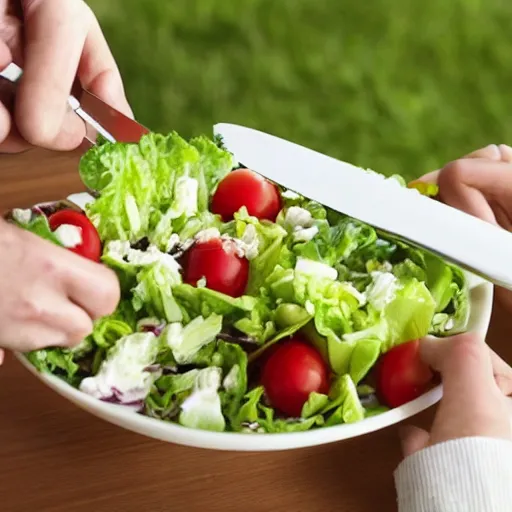 Image similar to an angry mother stabbing her salad with a fork, photo, 8K High Definition