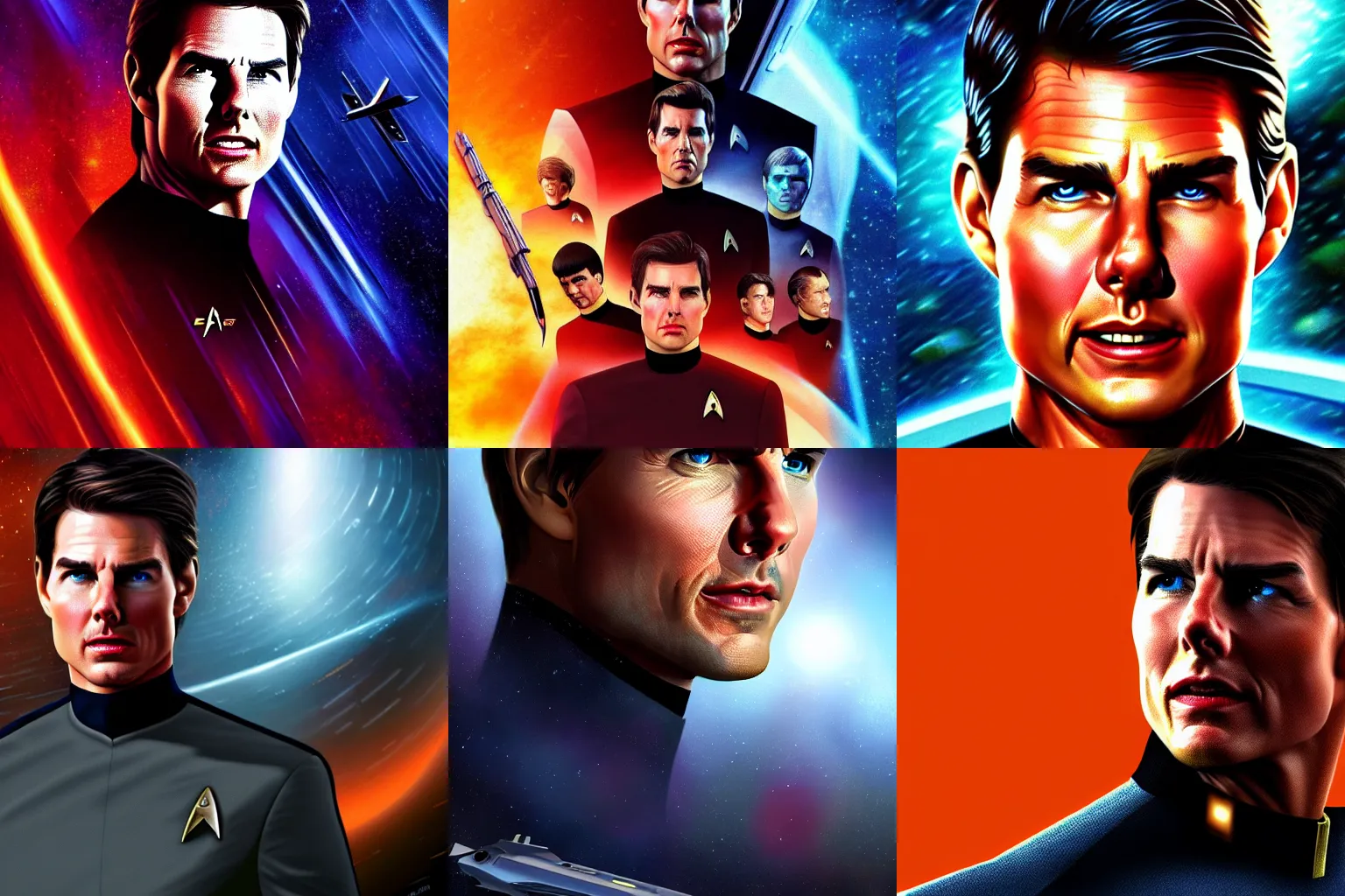 Prompt: Tom Cruise in Star Trek, epic, 4k resolution, extremely detailed, very sharp, artstation, digital art, vibrant
