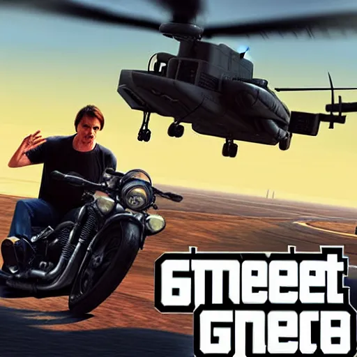 Image similar to “Tom Cruise in GTA V, cover art by Stephen Bliss, Boxart, loadscreen”