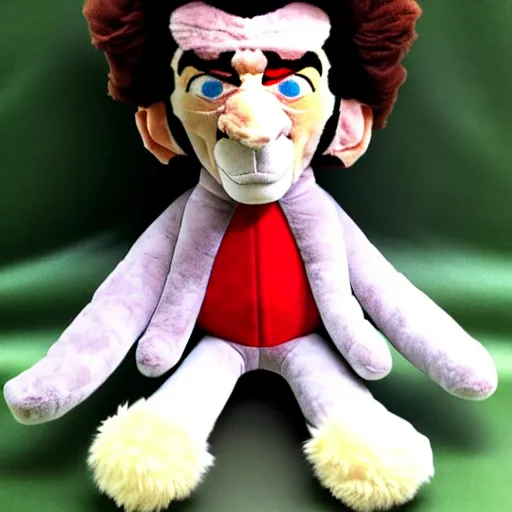 Prompt: cosmo kramer from seinfeld plushie, toy, fluffy, soft