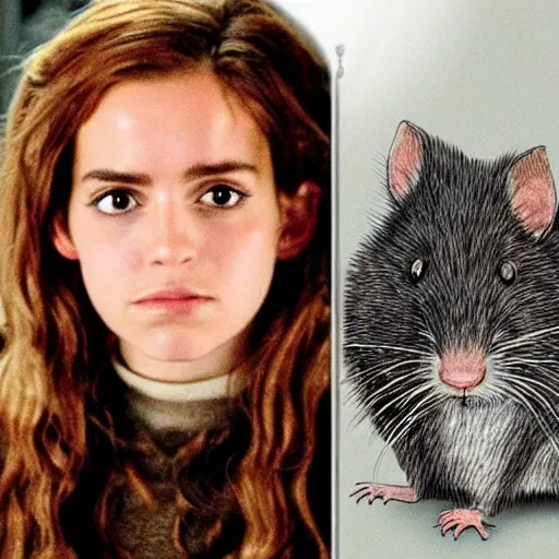 Image similar to hermione and a giant rat