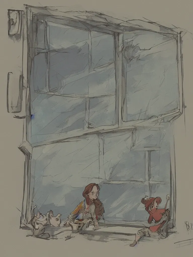 Prompt: waving through the window by disney concept artists, blunt borders, rule of thirds