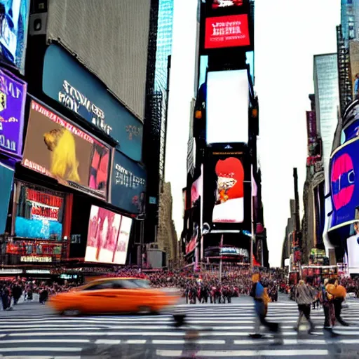 Image similar to Lion in new york times square, award winning photo