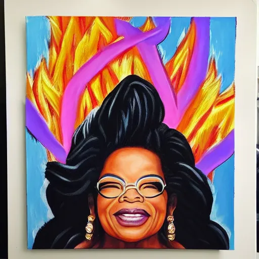 Prompt: Super Saiyan Oprah, painting