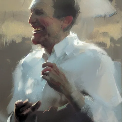 Image similar to a happy white man, painted by Craig Mullins