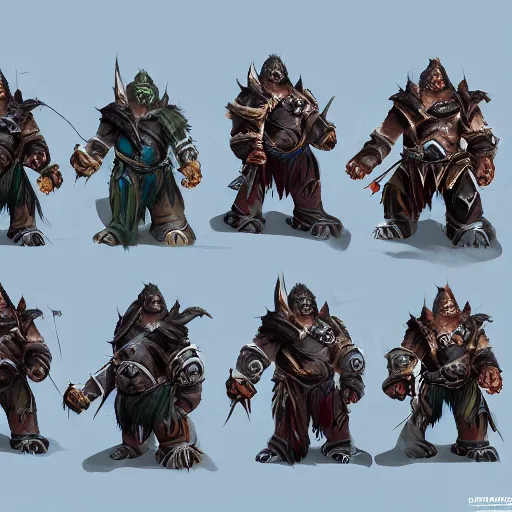 Image similar to an orc army, blizzard warcraft art, concept art, incredibly highly detailed and realistic, 8 k, sharp focus, studio quality