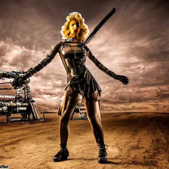Image similar to full length photo of a very beautiful female atompunk warrior, 8 k, hdr, smooth, sharp focus, high resolution, award - winning photo