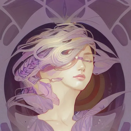 Image similar to smooth organic pattern, lavender, light purple, white, orange, artstation, concept art, smooth, sharp focus, illustration, art by artgerm and greg rutkowski and alphonse mucha and maya takamura and Hitomi Isono