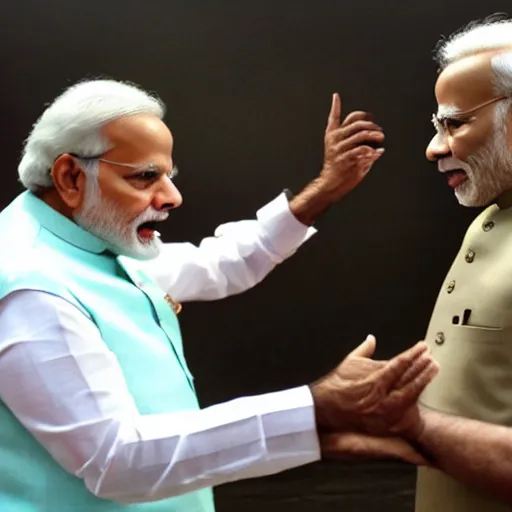 Image similar to Modi slapping a fat pakistani man’s chest