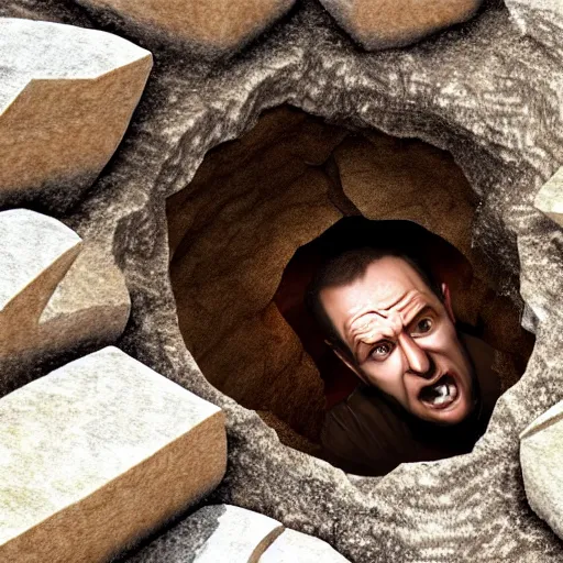 Image similar to man stuck in hole in rock fave, psychological horror