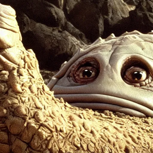 Prompt: ted cruz is sandworm, grub, mutant, jabba the hutt, Return of the Jedi, Star Wars film look