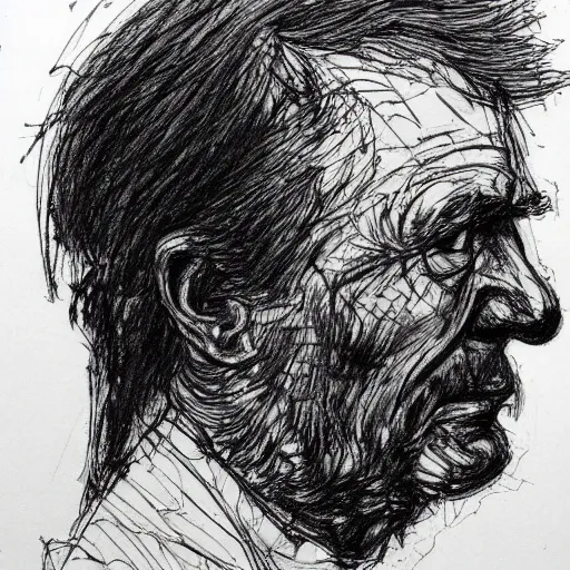 a realistic yet scraggly portrait sketch of the side | Stable Diffusion