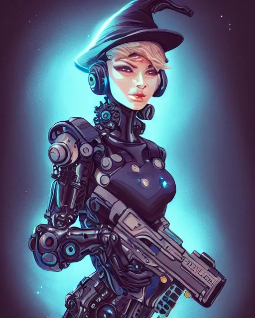 A Cybernetic Witch Wielding Two Glock Pistols, Bust 