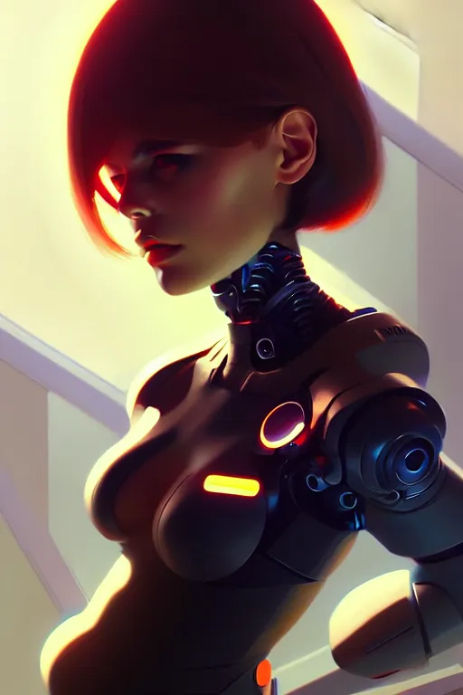 Image similar to a ultradetailed beautiful painting of a stylish woman cyborg, oil painting, by ilya kuvshinov, greg rutkowski and makoto shinkai, trending on artstation