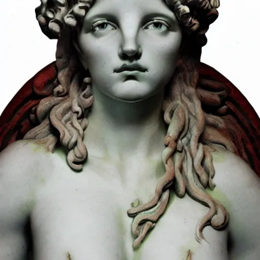 Image similar to sculpture of persephone, goddess of the underworld, made by miguel angel, art station, concept art, carrara marble