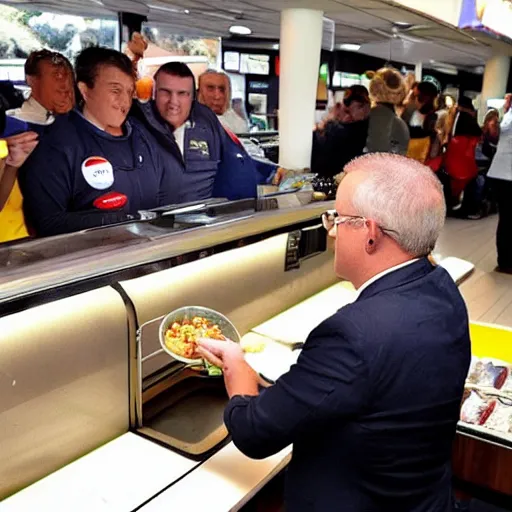 Image similar to scott morrison ordering food at mcdonalds