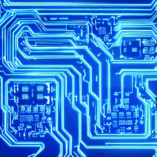 Prompt: a wallpaper of glowing blue circuits, high quality, 4k, award-winning