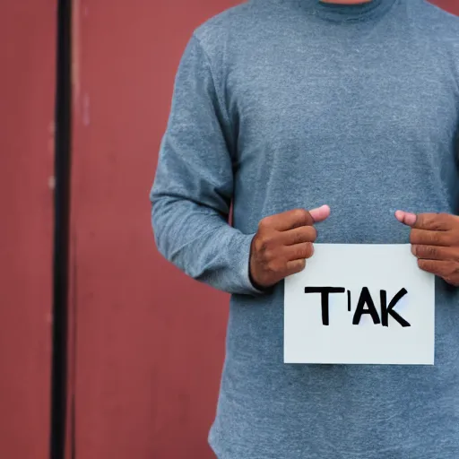 Prompt: man holding a sign that says “ thank you ”, madly grinning, studio light