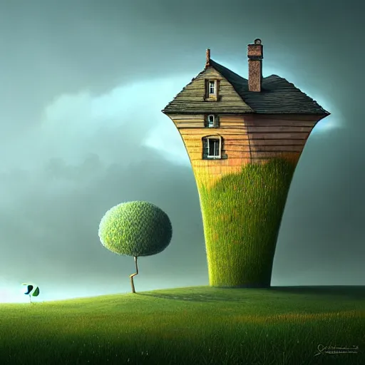 Image similar to an intriguing building in a beautiful landscape by gediminas pranckevicius