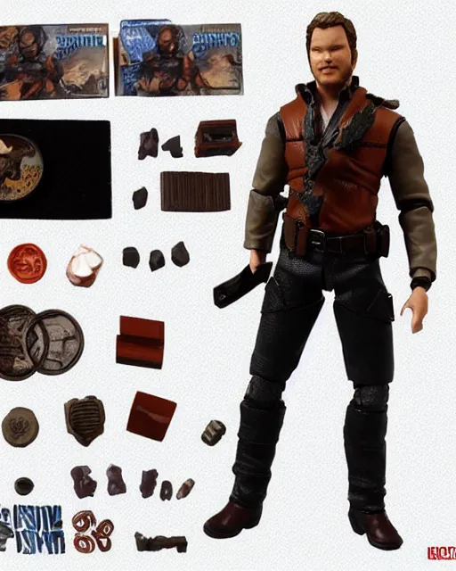 Image similar to chris pratt action figure. dnd, high fantasy.