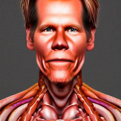 Prompt: ultra detailed kevin bacon shaped exactly like a bacon rendered by octane digital painting inspired by arcimboldo