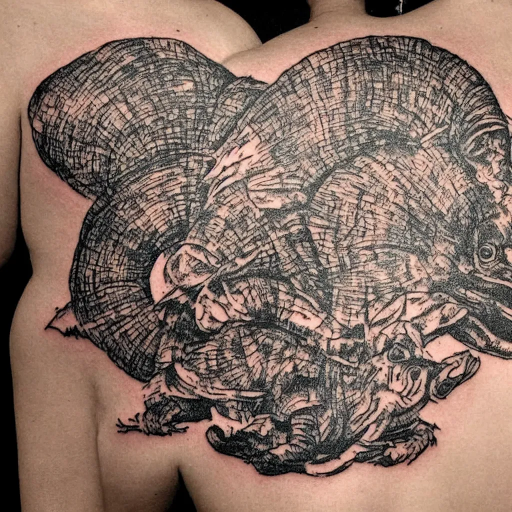 Image similar to A tatoo stencil of an armadillo using tattoo machine