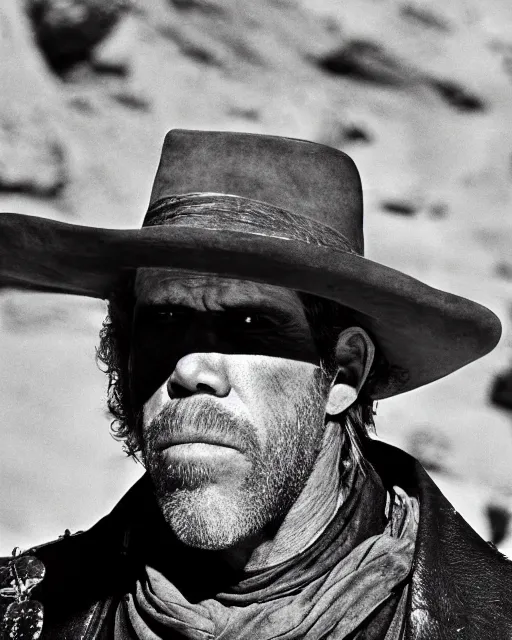 Image similar to film still close up shot of ron perlman as the man with no name from the movie a fistful of dollars. photographic, photography