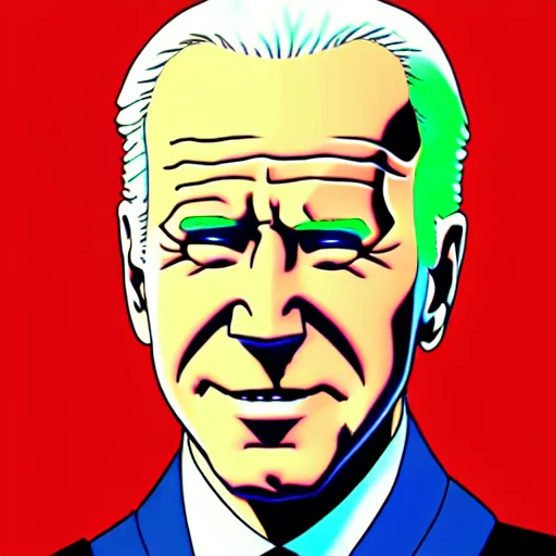 Prompt: Joe Biden in the style of JoJo's Bizarre Adventure, trending on artstation