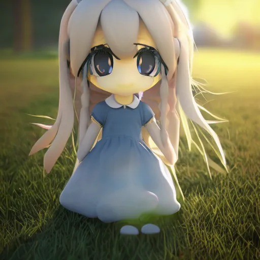 Prompt: cute fumo plush of a girl with a big heart, very long and unkempt hair, stylized pbr, subsurface scattering, sunshine, subsurface scattering pbr shading, cel shading stylized, outline glow, blob anime, bokeh, vray