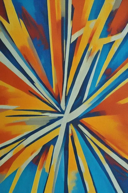 Image similar to mid century modern art sunburst retro on canvas by bernard simunovic