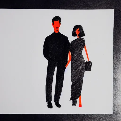 Image similar to a drawing of a man and a woman in the style of jarek puczel