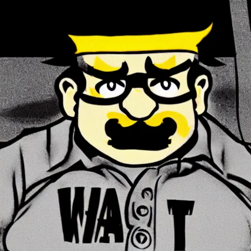 Prompt: Wario in style of bats over barstow