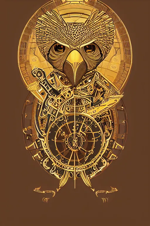 Prompt: Portrait of eagle, steampunk, gold, colorful, illustration, highly detailed, simple, smooth and clean vector curves, no jagged lines, vector art, smooth
