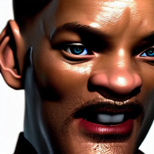 Image similar to Will Smith as a Square Enix Villain 2005 JRPG cinema 4d render, Ray tracing reflection, natural lighting, Unreal Engine award winning photography
