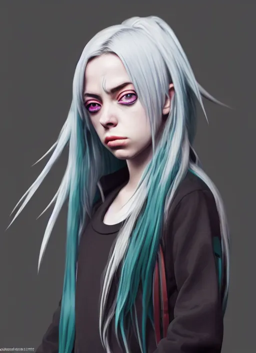 Image similar to billie eilish as anime character, ultra detailed, trending on artstation, concept art, octane render, unreal engine,