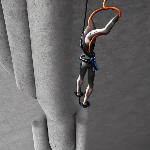 Prompt: climber rope beauty skinny crux overhang, digital art, highly detailed, trending on artstation