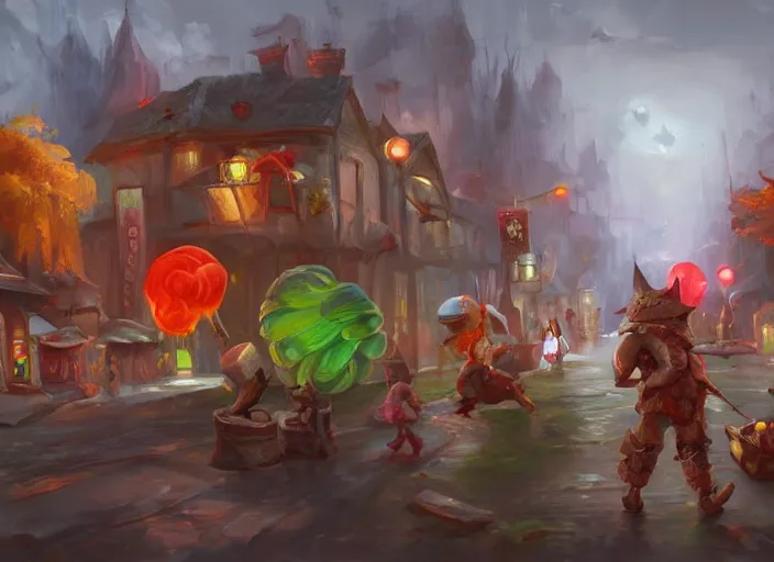 Image similar to concept art for a game candy themed, oil painting by jama jurabaev, extremely detailed, brush hard, artstation, for aaa game, high quality, brush stroke