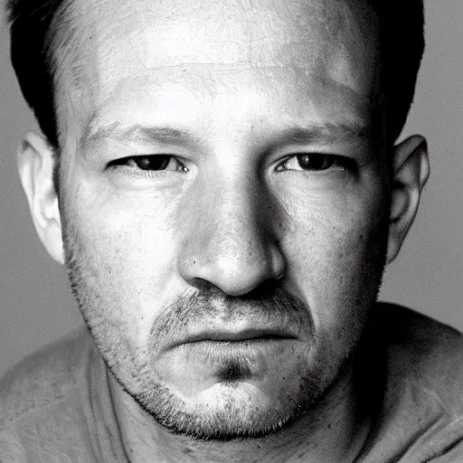 Prompt: 30 year old Ian Hart looking intensely into the camera