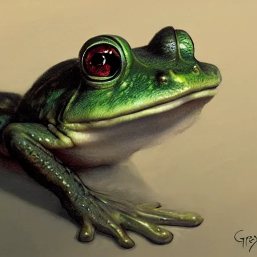 Image similar to hyper realistic caricature of a derpy froggy cute girl by greg rutkowski