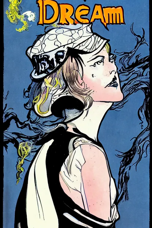 Prompt: character named dream, from sandman comic book, illustration, art by hugo pratt, portrait, comic book cover