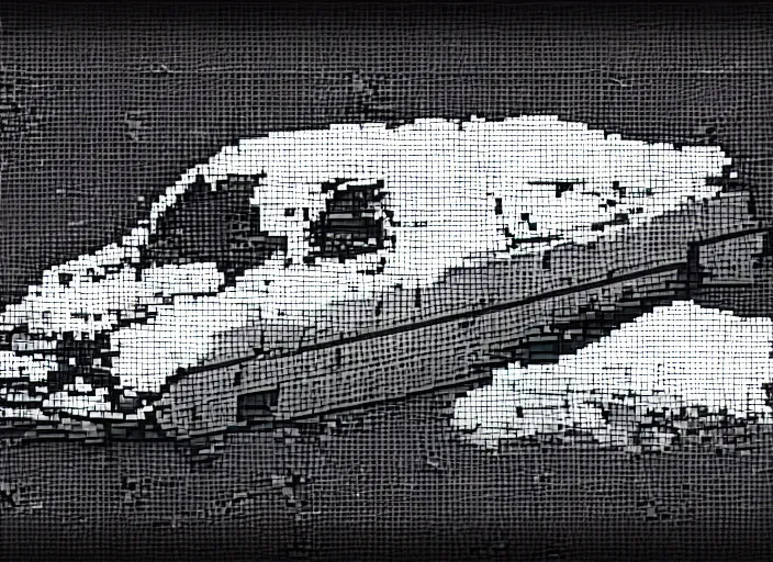 Image similar to synthesized hologram aiburning wrecked mercedes 1 2 4, pixelart, game 8 - bit monochrome gameboy!! floating in a brutalist space sky, gothic, rich deep colors by takato yamamoto. masterpiece. rendered in blender, ultra realistic, smooth shadows, ultra detail, high resolution, cinematic, unreal 6, 8 k