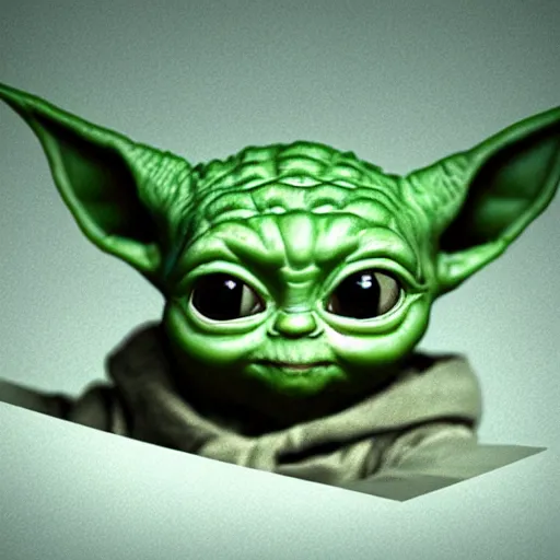 Image similar to pencil sketch of low polygon cute baby yoda by Leonardo DaVinci