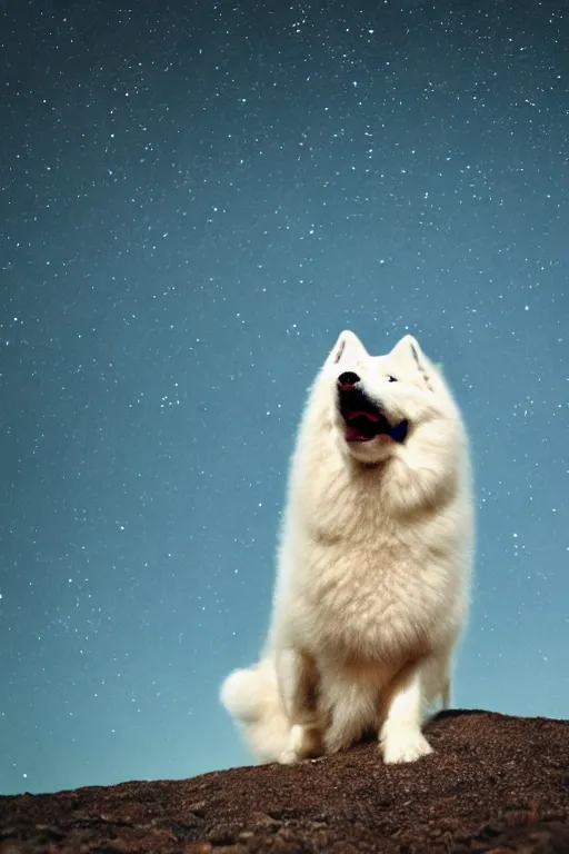 Image similar to a Samoyed Howling at the Universe