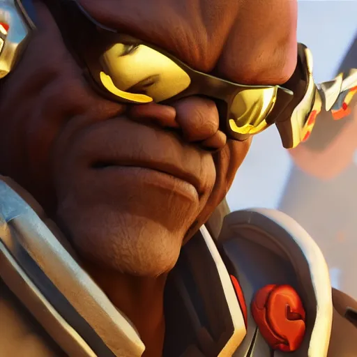 Image similar to samuel l jackson as doomfist from overwatch, 4 k, doomfist