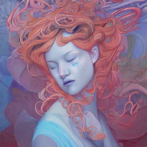 Image similar to thick oil painting of an ethereal princess by james jean